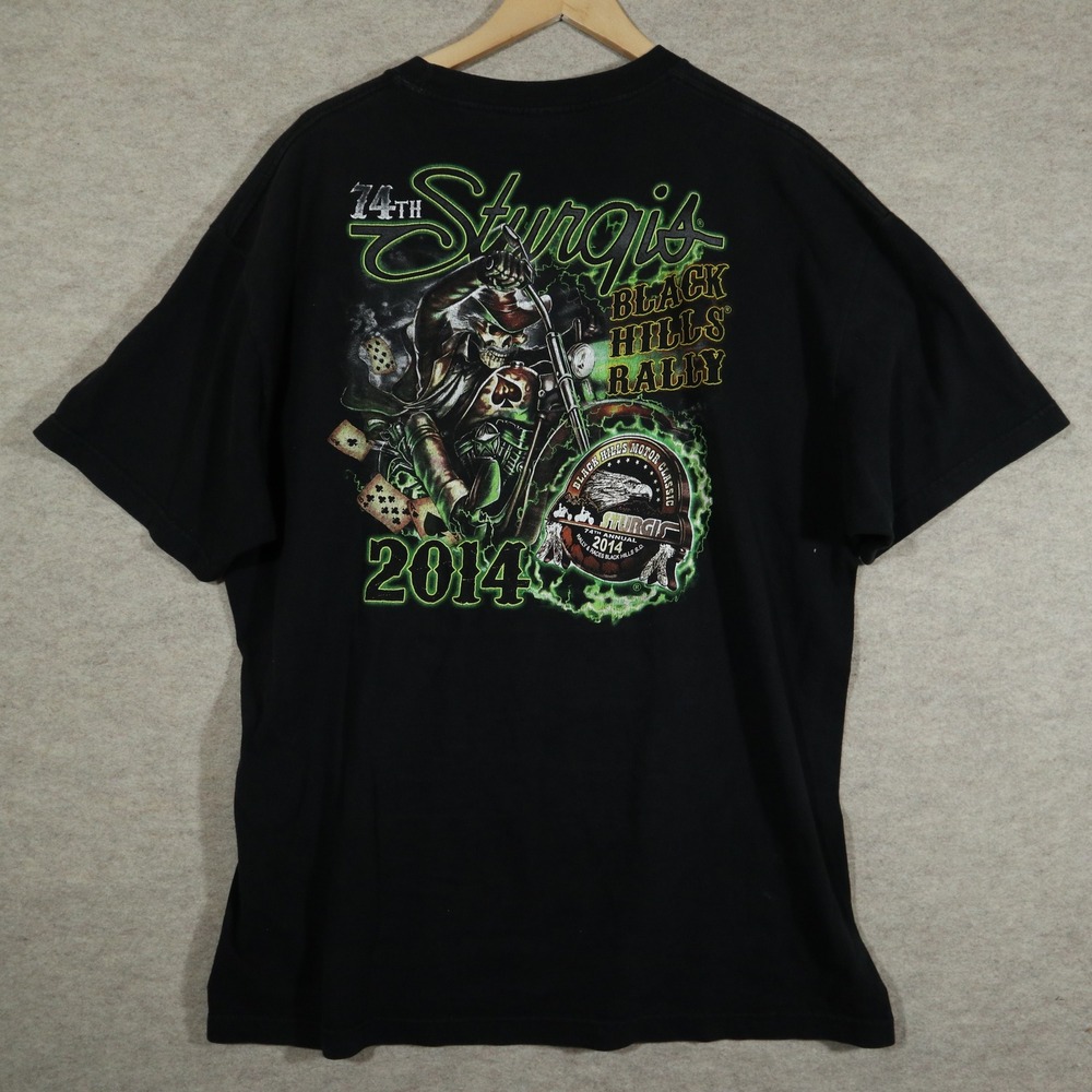 Vintage 2014 Sturgis Black Hills Rally T Shirt Mens XL Black Graphic Biker Tee